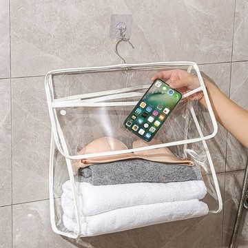 透明防水浴室衣物掛袋 防水收納袋 防水提袋 衣物收納袋 透明收納袋 泳衣收納袋 防水袋子【ZA0310】《約翰家庭百貨