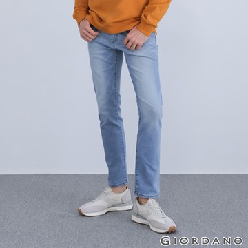 GIORDANO 男裝超彈力修身錐形牛仔褲 - 13 淺藍