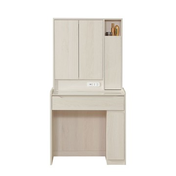 直人木業-DA奶油白榆木亮面陶板化妝桌組80公分(不含椅)