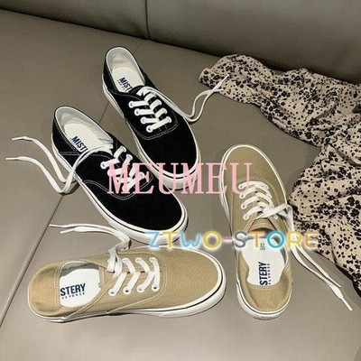 スニーカー レディース かかとが踏めるスニーカー 黒 ローカットスニーカー カジュアル フラットシューズ シンプル 紐靴 踵が踏めるシューズ 通販 Lineポイント最大get Lineショッピング