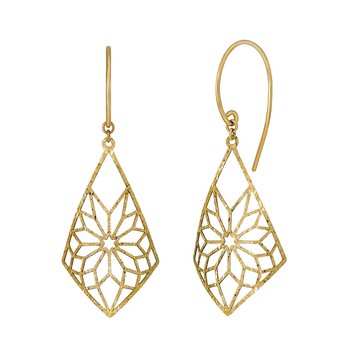 18K/10K 黃金鏤空菱形耳環