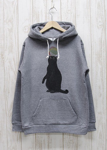 疊疊樂黑貓 連帽衫 紙風箏 炭灰色 / R038-P-GR