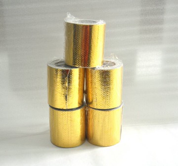 汽車進氣系統鋁箔棉包裹布 高質量耐高溫進氣鋁管自粘金色隔熱棉