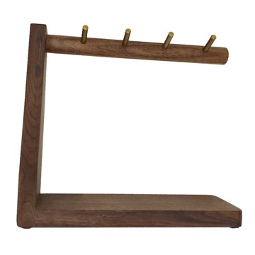 木製良品 ㄈ型鑰匙掛勾收納盒 胡桃木 銅  1個