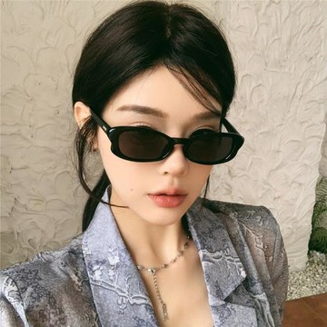 新款ins復古橢圓小框嘻哈墨鏡女歐美復古小眾個性街拍太陽眼鏡潮
