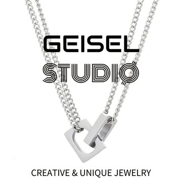 【GEISEL】方扣雙層鍊 不鏽鋼項鍊  檀健次同款 毛衣鍊 個性嘻哈項鍊 項鍊男 中性項鍊(B-041)