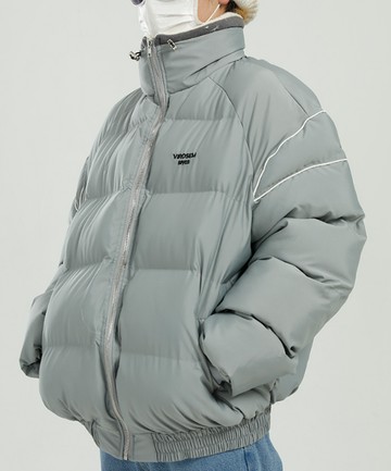 FINDSENSE X 男短款拼接毛領百搭面包棉服男外套