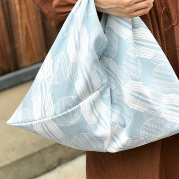 手提袋 吾妻袋 幾何圖案 淺藍 M