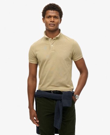 Superdry Men's Men's Destroyed Polo Shirt Tan / Canyon Sand Brown - Size: M