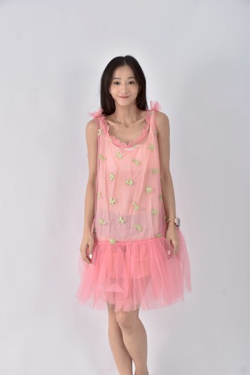 (S) awaylee紗質無袖粉色洋裝