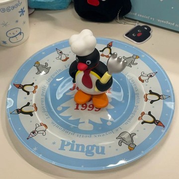 PingU聖誕節生日中古同款家族紀念款鋼化蛋糕盤禮盒包裝送禮