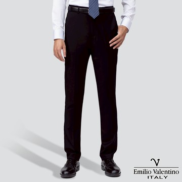 【Emilio Valentino】修身彈性西裝褲-黑