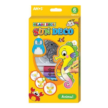 AMOS 韓國 6色動物主題模型版DIY玻璃彩繪組