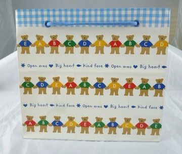 【震撼精品百貨】Tetsunagikuma_彩色牽手熊~提袋『藍白』