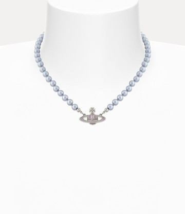 Vivienne Westwood Mini Bas Relief Pearl Choker Platinum-violet-crystal-crystal-lavender-pearl Platinum-violet-crystal-crystal-lavender-pearl Women