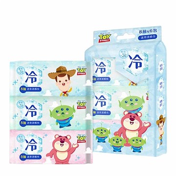 ONEDER 旺達棉品 玩具總動員系列迷你涼感巾(8抽x6包)【小三美日】 DS026313 降溫 消暑 濕巾