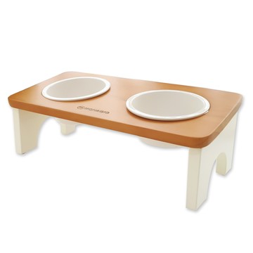Monagio Sweet 寵物原木雙碗餐桌  1個  自然白