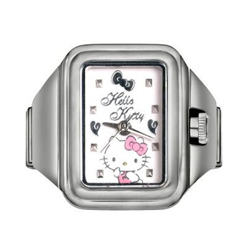 Hello Kitty 凱蒂貓 人氣角色凱蒂貓戒指錶-銀 LK713LWWI-B
