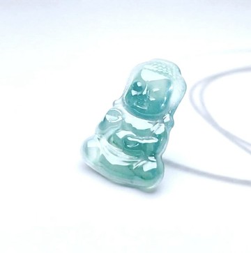 冰種藍水翡翠寶寶佛項鍊 | 天然翡翠A貨 | 送禮