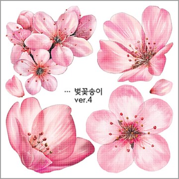 櫻花 4款 (blackraccoon) 復古拼貼設計紙質貼紙