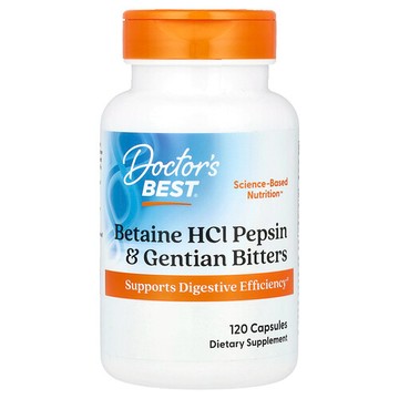 Doctor's Best, 甜菜鹼鹽酸鹽胃蛋白酶和龍膽苦味劑，120 粒膠囊