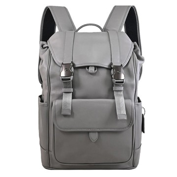 COACH CU072 LEAGUE C金屬釦前口袋翻蓋抽繩商旅後背包.灰