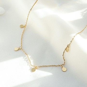 925純銀夏金色小圓片項鏈女網紅性感復古鎖骨鏈小眾設計ins風頸鏈