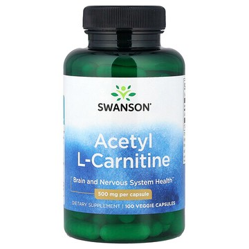 Swanson Vitamins, 乙酰 L-肉鹼，500 毫克，100 粒素食膠囊