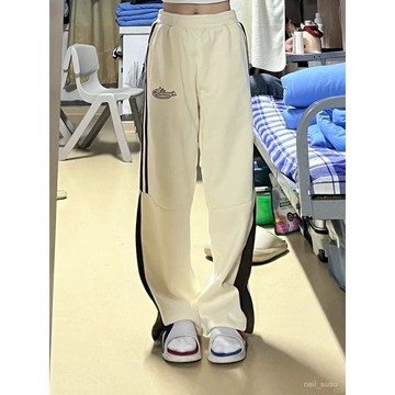 P3-【限時特賣】長褲女 運動長褲 女長褲 秋天長褲 美式復古hiphop運動闊腿褲女春秋冬新款寬鬆百搭垂感休閒直筒衛褲