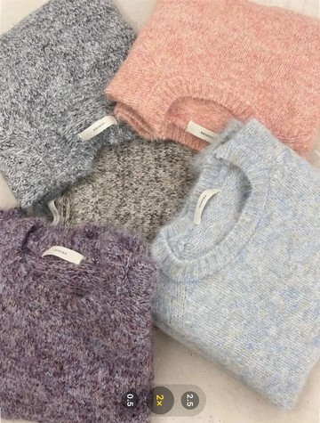 【百搭系列】冬語情懷圓領花紗毛衣