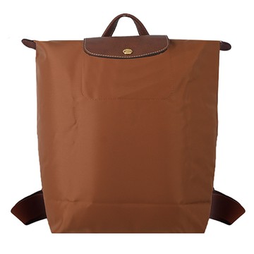 LONGCHAMP LE PLIAGE系列再生尼龍摺疊後背包(中/白蘭地酒)