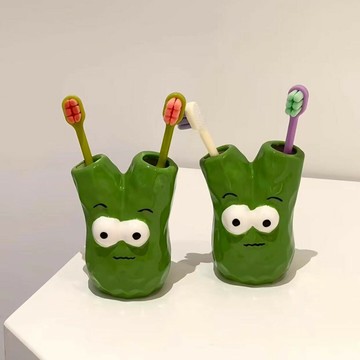 創意衛生間牙刷架陶瓷洗漱臺衛生間手動牙刷收納架牙刷底座支架