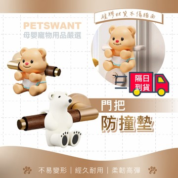 【PETSWANT小熊門把防撞墊】門把套 防撞門墊 門擋 靜音緩衝墊 牆面防撞貼 門把保護套 居家安全防護墊