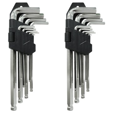 多尺寸合金鋼球頭六角扳手套裝 2組 附收納架 適用於居家修繕、電腦維修