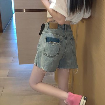 牛仔短褲女夏季薄款2023新款小個子夏天高腰a字顯瘦辣妹冰絲熱褲