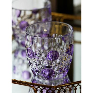 歐式輕奢風珠點玻璃彩繪彩色威士忌杯水杯啤酒杯果汁杯