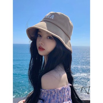 網紅漁夫帽女夏季韓版百搭日系顯臉小防曬遮陽太陽帽子字母盆帽潮