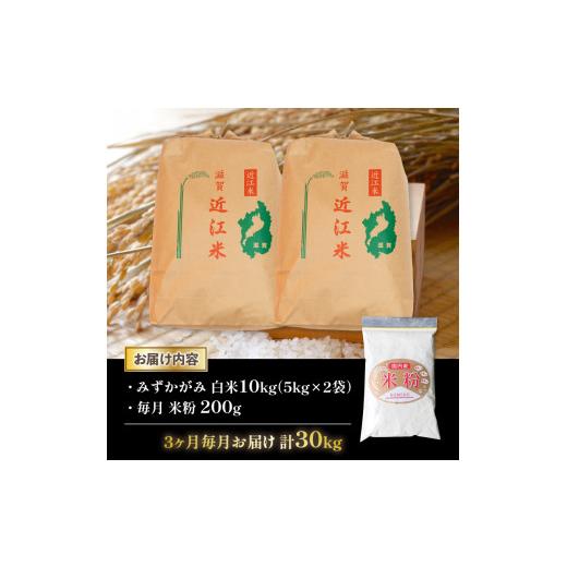 ふるさと納税 滋賀県 竜王町 令和5年産 みずかがみ 10kg 全3回 近江米 新米 米粉 200g付