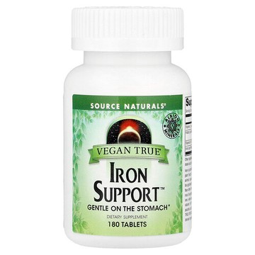 Source Naturals, 純素食，鐵補充劑，180 片