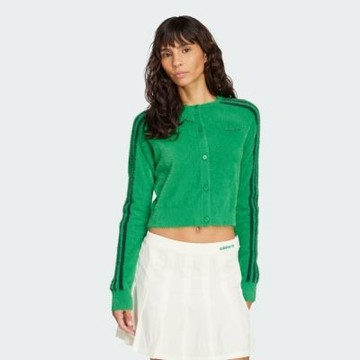 Adidas 愛迪達 Fluffy Cardigan JW5177 女 外套 夾克 休閒穿搭 運動外套 綠 黑 亞版