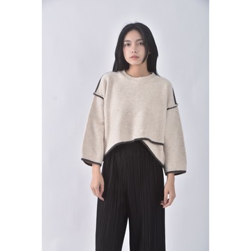 (F) 質感杏色長袖上衣二手衣