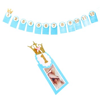 Viita 週年慶祝生日派對造型掛旗佈置 數字 照片卡夾  不適用  藍色