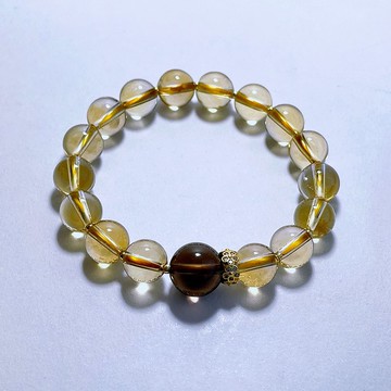 寶石系 天然礦石 頂級黃水晶 茶晶 手鍊
