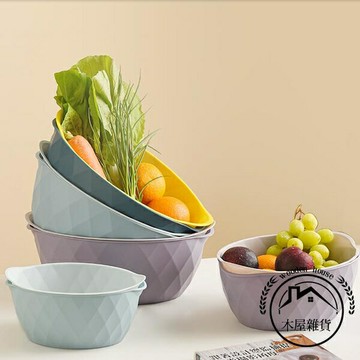 洗菜神器洗菜盆瀝水籃水果盤客廳家用簍濾水菜籃子水果收納筐果籃【木屋雜貨】