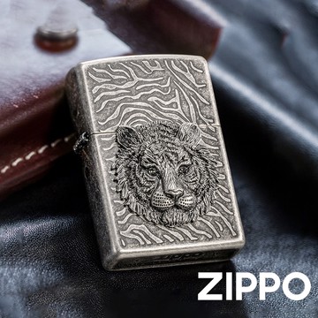 ZIPPO 鑽眼灰銀之虎防風打火機 韓國設計 官方正版 現貨 限量 禮物 送禮 終身保固 ZA-1-4B