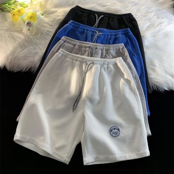 華夫格短褲男夏季潮牌ins美式復古休閑褲子炸街運動風寬松五分褲