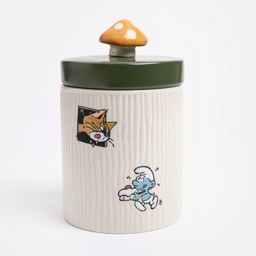 藍色小精靈密封浮雕陶瓷儲物罐