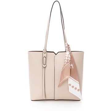 【CILNDISY】Bblythe 緹花絲巾 方型 托特包 杏白