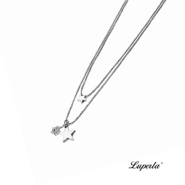 L&H Luperla 五芒星三重奏 雙墜精品鍍白K項鍊｜送禮精選｜指定卡滿5千回饋10%