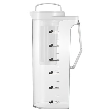 上手家居 冷萃過濾冷水壺 2.2L 耐熱/冰箱/冷泡茶壺  透明色/白色  1個